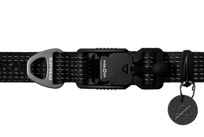 Black dog collar with a Fidlock clasp on a white background