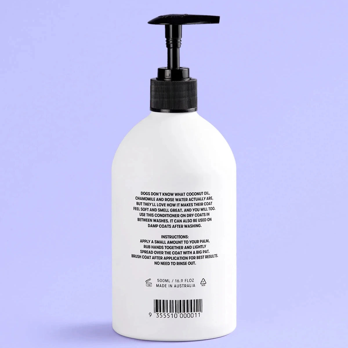 DOG Leave in conditioner by Dr. Lisa back of bottle with ingredient listing