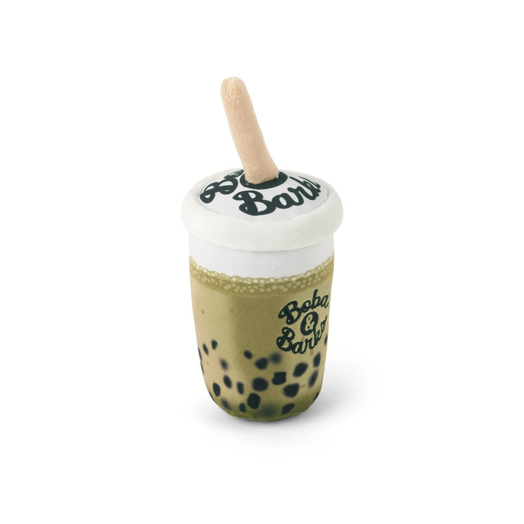Boba tea cup with a straw on a white background