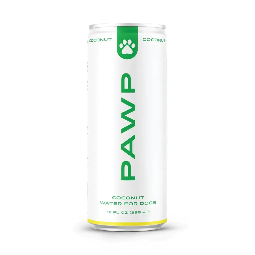 PAWP coconut water can for dogs on a white background