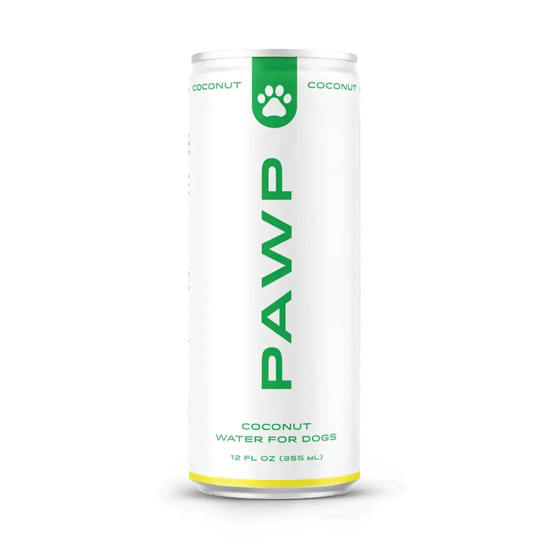 PAWP coconut water can for dogs on a white background