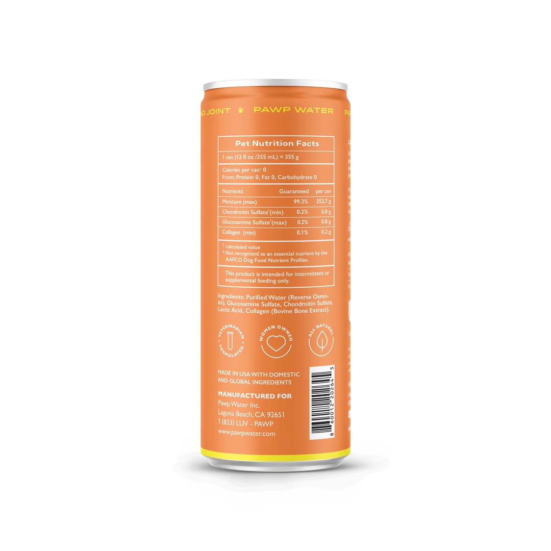 Orange can of PAWPAW Water with nutrition facts on a white background