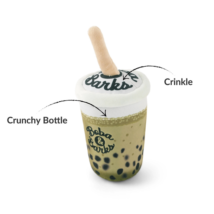 Boba drink with labeled parts on a white background