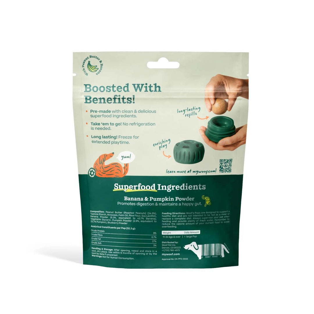 Product packaging with text about superfood ingredients and benefits on a white background