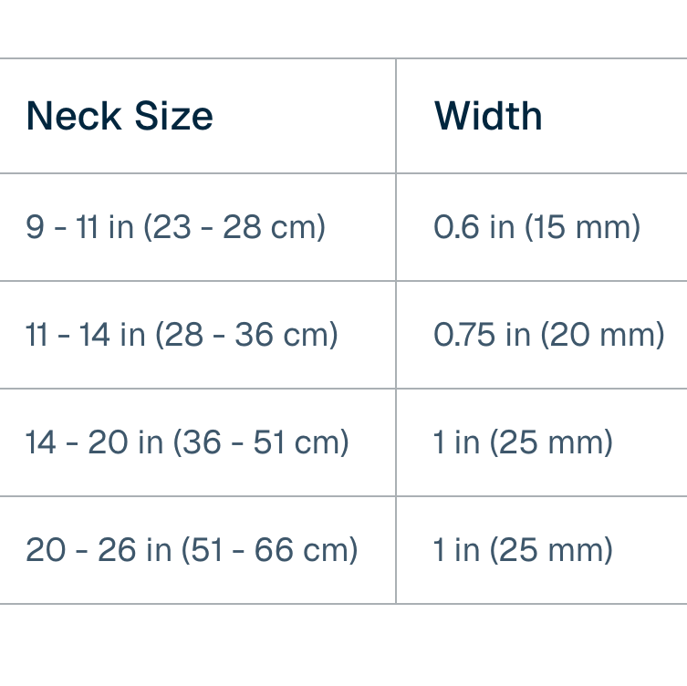 size guide for collars