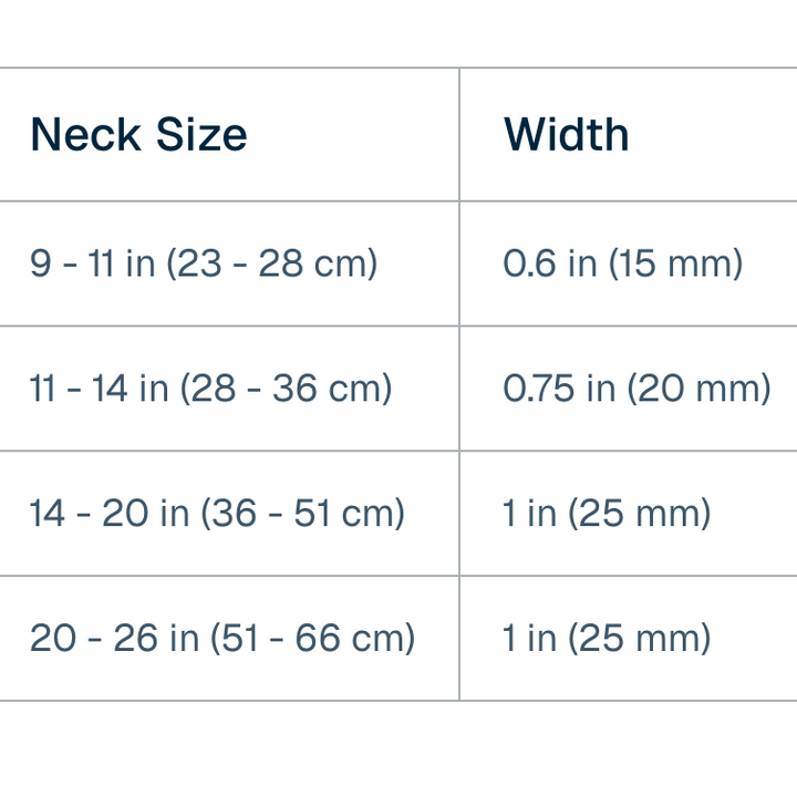 size guide for collars