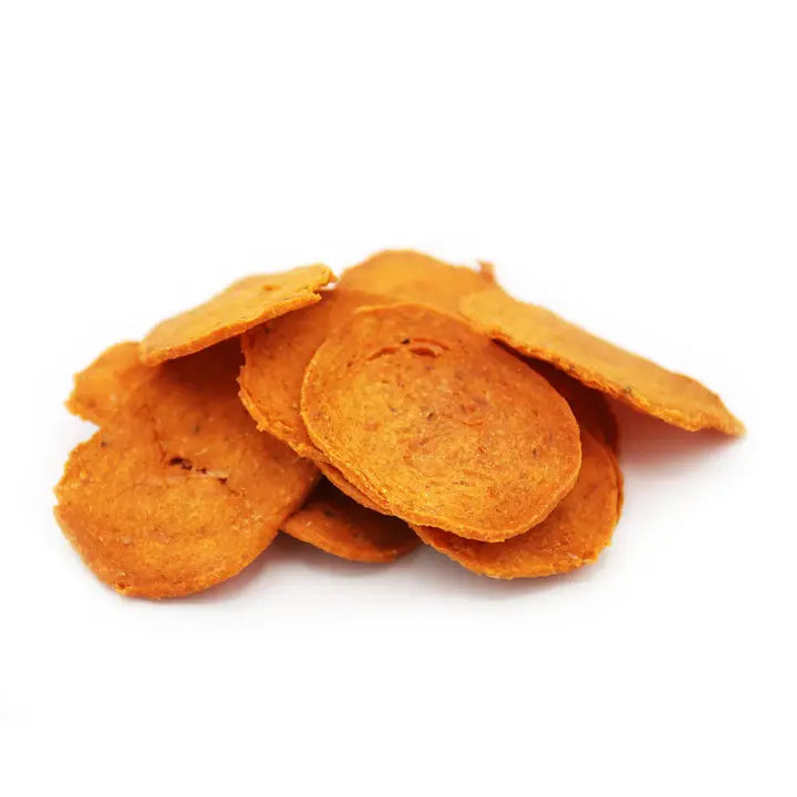 Orange sweet potato chips dog treats from the treat bar