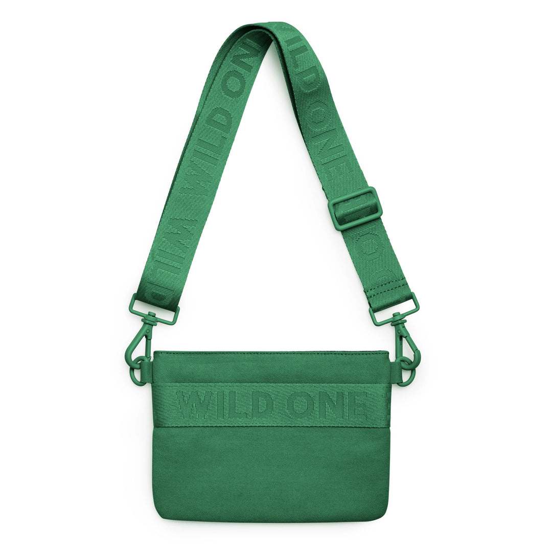 Cross body dog treat bag in green