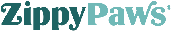 California based company Zippy Paws logo in teal color