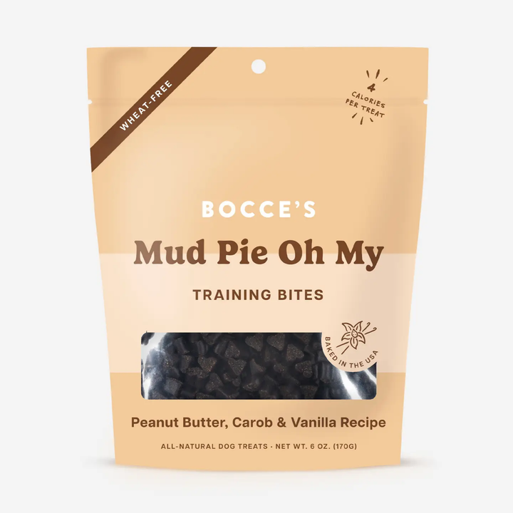 Package of Bocce's Mud Pie Oh My training bites on a white background