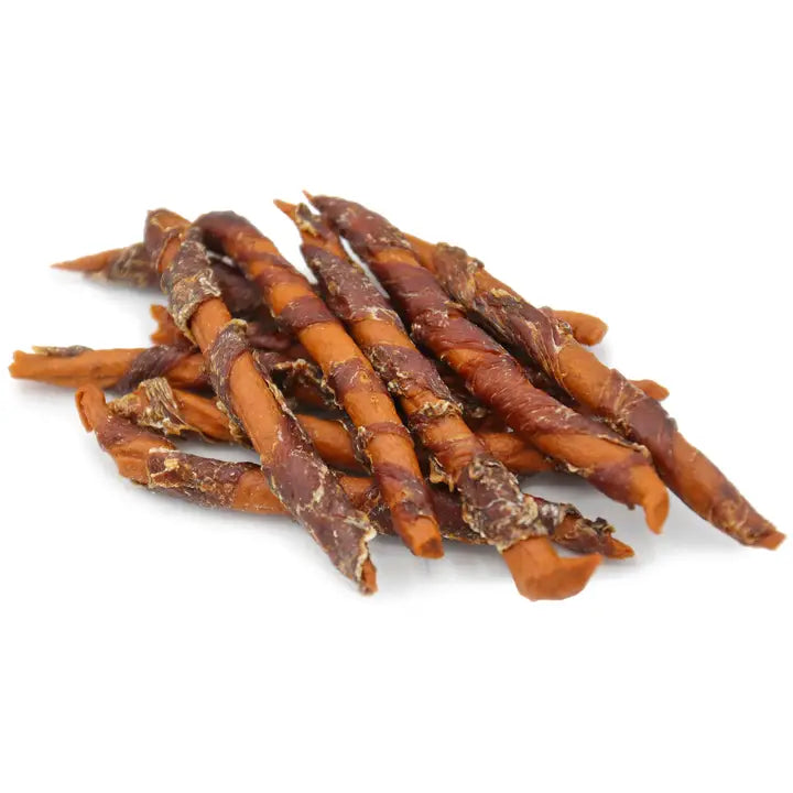 Dog chew sticks on a white background