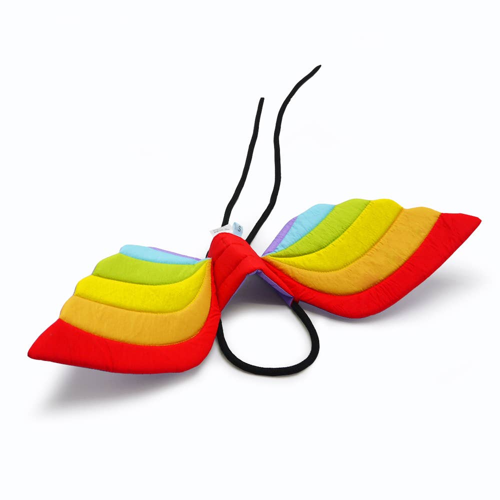 Colorful butterfly-shaped hair tie on a white background