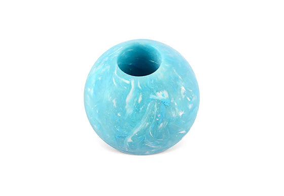 Blue marbled vase on a white background