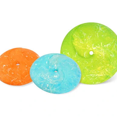 Three colorful zoomierex infinidisc on a white background