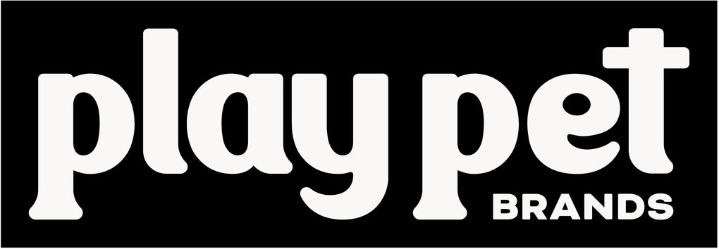 Califronia based company White 'playpet' logo on a black background